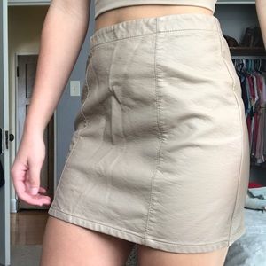 Faux leather tan skirt